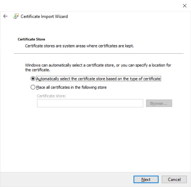 Fig 2.10: Vazhdimi me importim të certifikatës