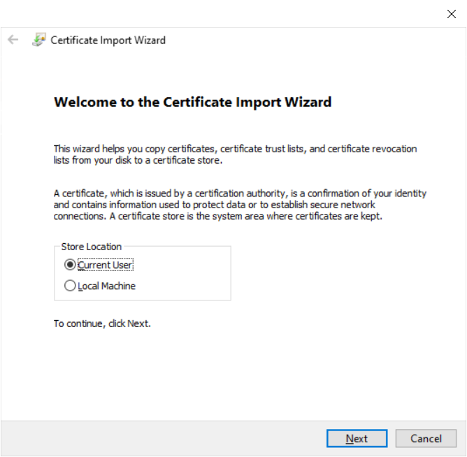 Fig.2.7: Fillimi i instalimit te certifikatës në PC